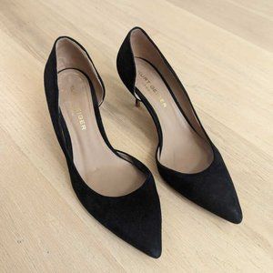 🖤 KURT GEIGER LONDON Black Suede Pointed Toe Slip On High Heel Pumps size 9-9.5